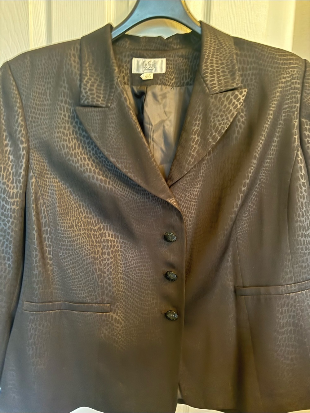 Le Suit Size 24 Black Subtle Animal-Print Blazer Hot Hot Hot